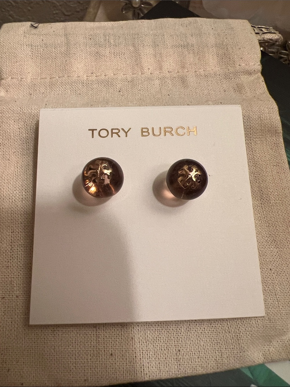 Tory Burch Resin Logo Stud Earrings